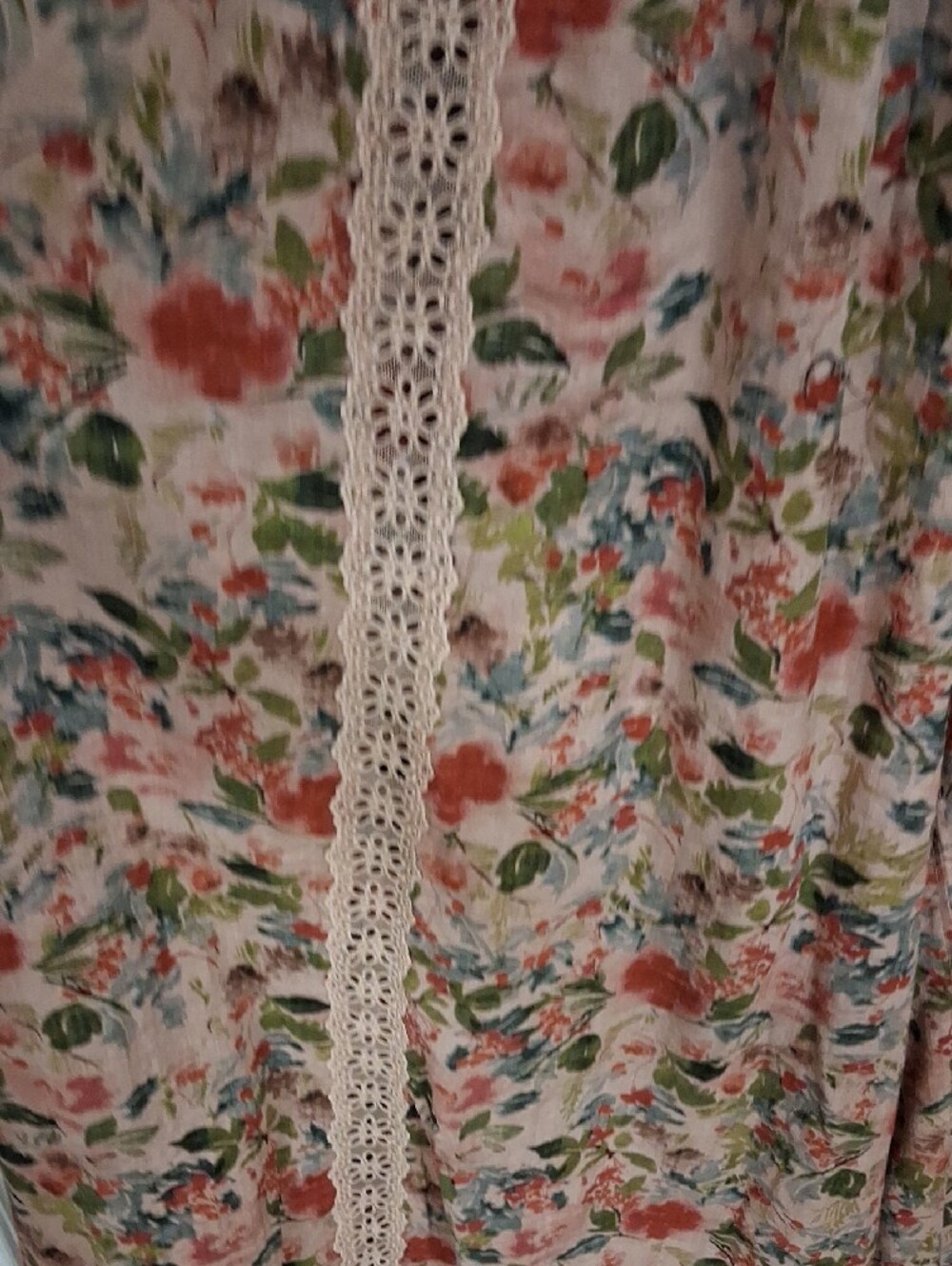 NATURAL LIFE Floral Wide-Leg Pants in Blush with Coral & Green Accents - Picture 4 of 6